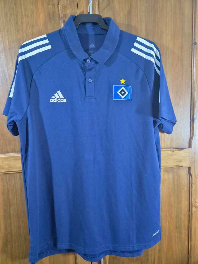 Adidas Blue Polo Shirt With Logo obraz 1