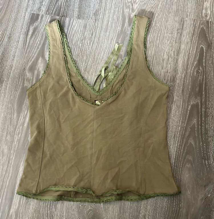 Other green sleeveless top with lace and ribbon details product image