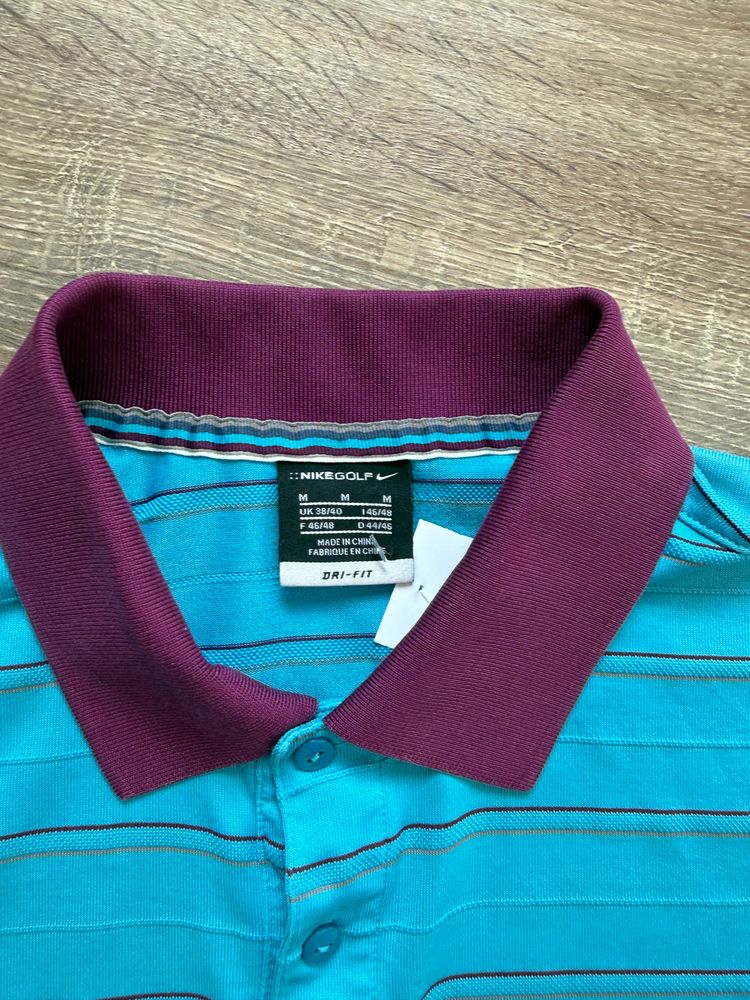 Teal/Purple Striped Nike Golf Polo Shirt (M) image 4