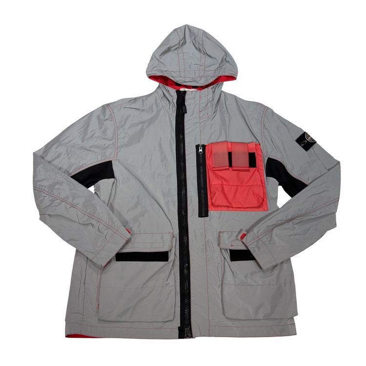 Stone Island Garment Dyed Plated Reflective With Mussola Gommata Grey Jacket image 5
