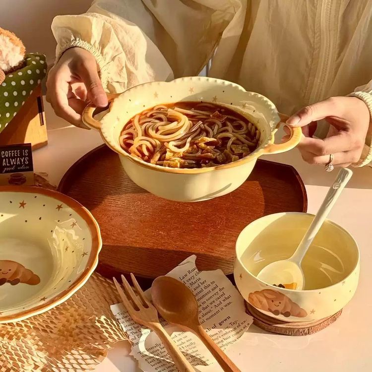 Ceramic Dinnerware Set With Croissant Design image 4