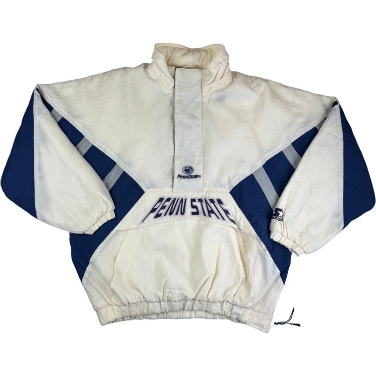 Vintage 90's Starter Penn State Pullover Pro Sport Jacket White Navy