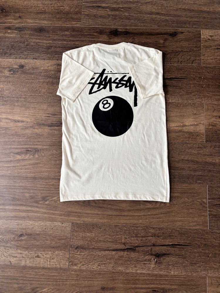 Stussy White T-Shirt With 8 Ball Graphic
