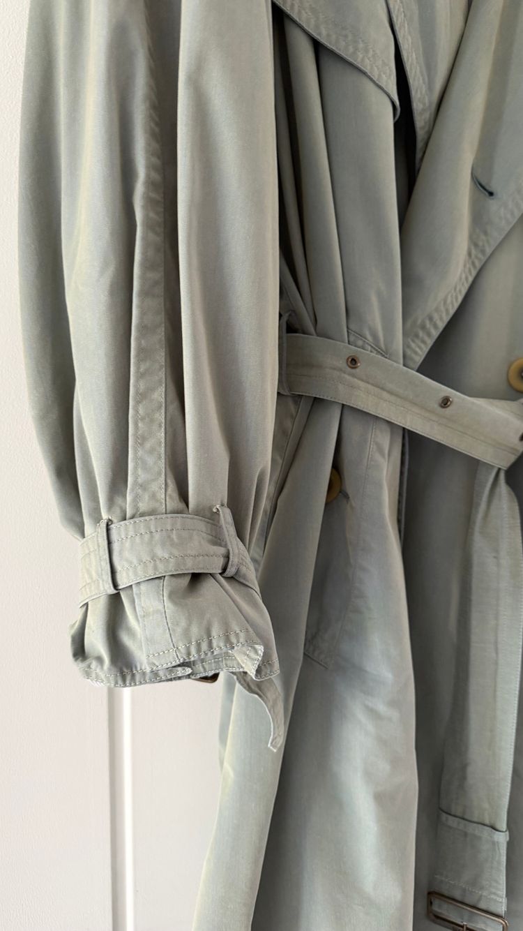 Hugo Boss 1980s Wool Cotton Steel Blue Trench Coat - Size L obraz 10