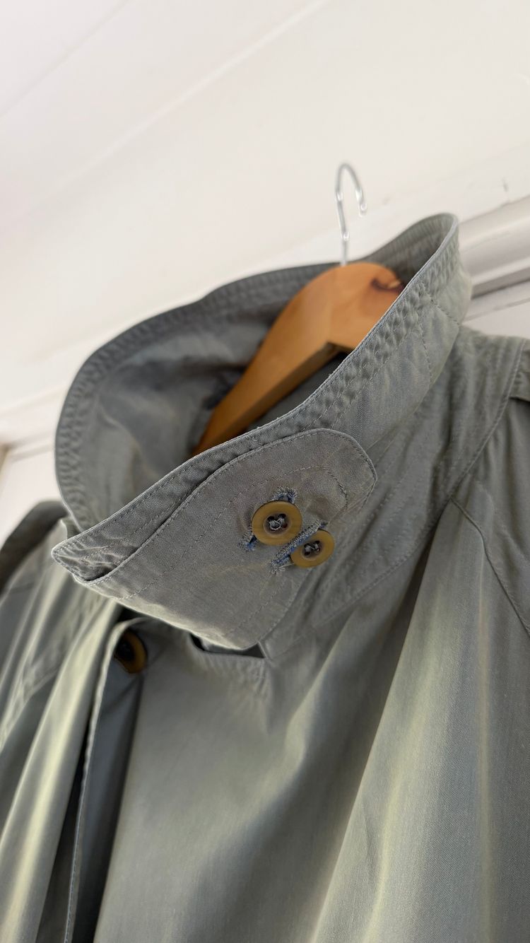 Hugo Boss 1980s Wool Cotton Steel Blue Trench Coat - Size L obraz 15