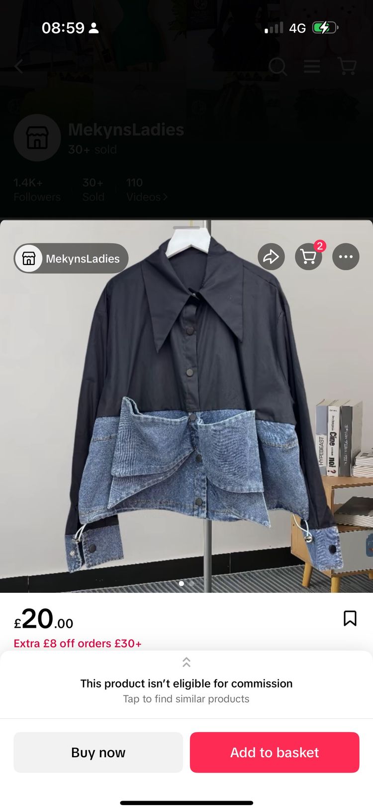 Black Shirt With Denim Bow Detail
