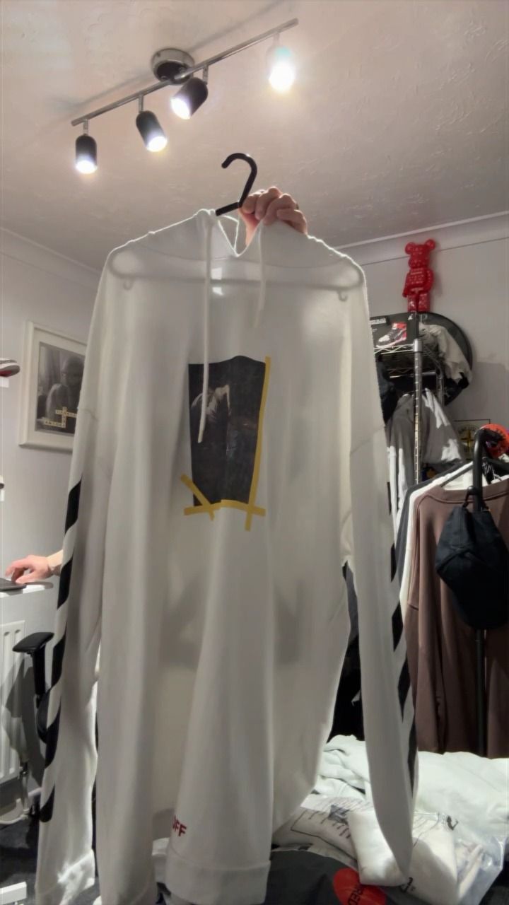 Off-White 766 off white virgil abloh, hoodie, tagged medium but all measurements are XXL, 27" p2p product image