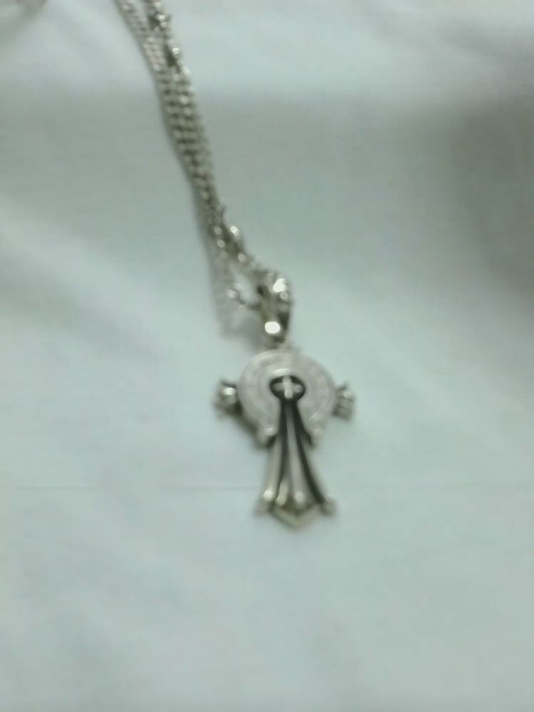 Gothic Shield Cross Engraved Pendant Necklace image 1