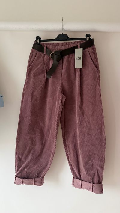 Sztruksowe spodnie bawełna cotton 97% Nest Women'S Corduroy Pants With Belt