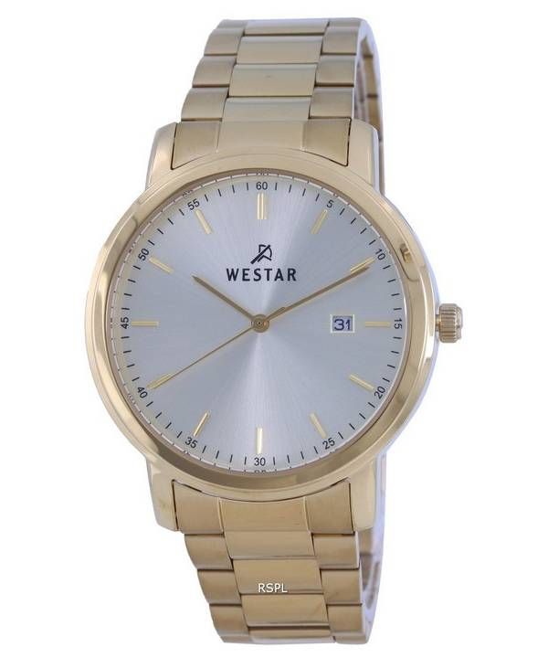 Other Westar Silver Dial Gold Tone Stainless Steel Quartz 50243 GPN 102 Mens Watch product image