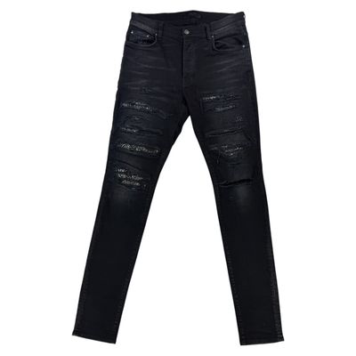 Amiri Men’s Black Distressed MX1 Bandana Ripped Jeans - Uk 33