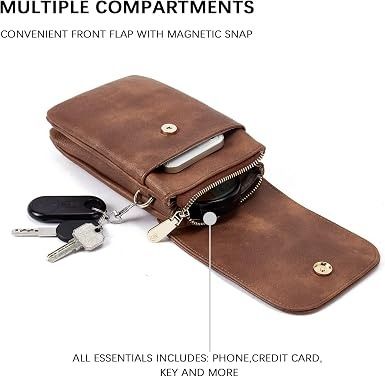 Bostanten Brown Leather Crossbody Bag obraz 2
