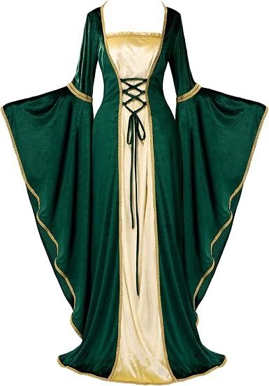 Green And Gold Medieval Style Dress imagen 1
