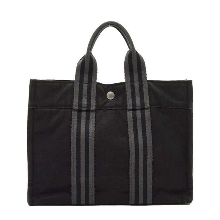 Borsa a mano Hermes Vintage Fourre Tout PM in cotone nero e grigio