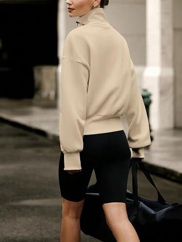 Beige Zip-Up Sweatshirt imagen 2