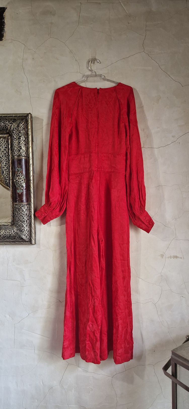Red Textured Long Sleeve jumpsuit  image 2