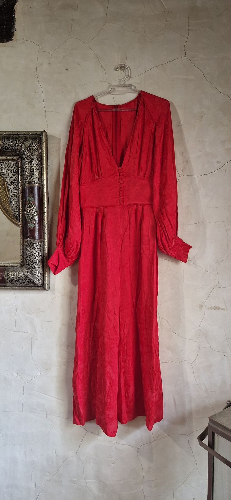 Uterqüe Red Textured Long Sleeve jumpsuit  product image