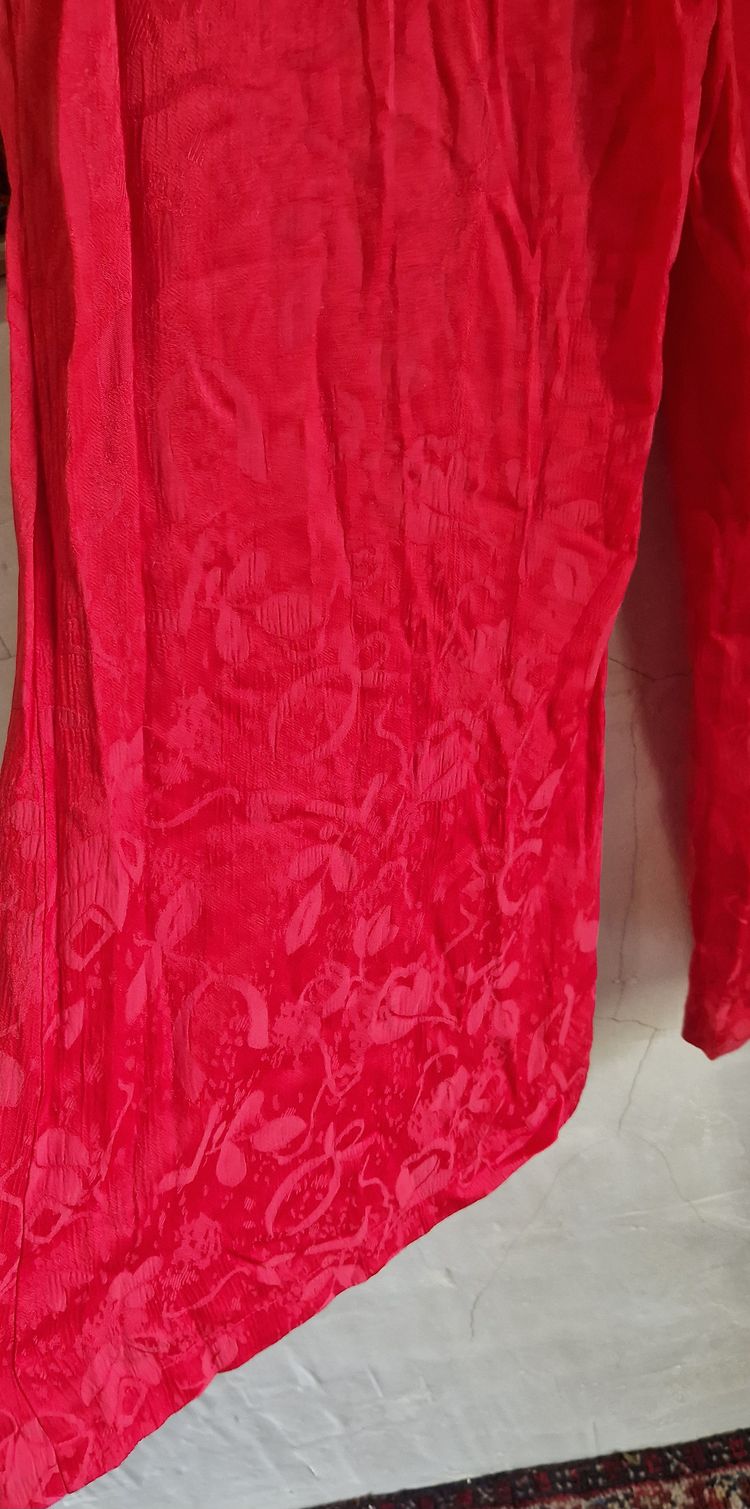 Red Textured Long Sleeve jumpsuit  image 4