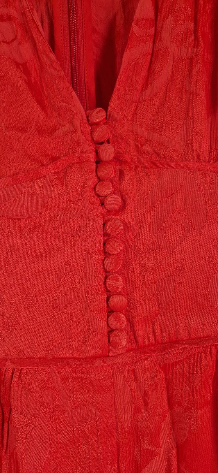 Red Textured Long Sleeve jumpsuit  image 3