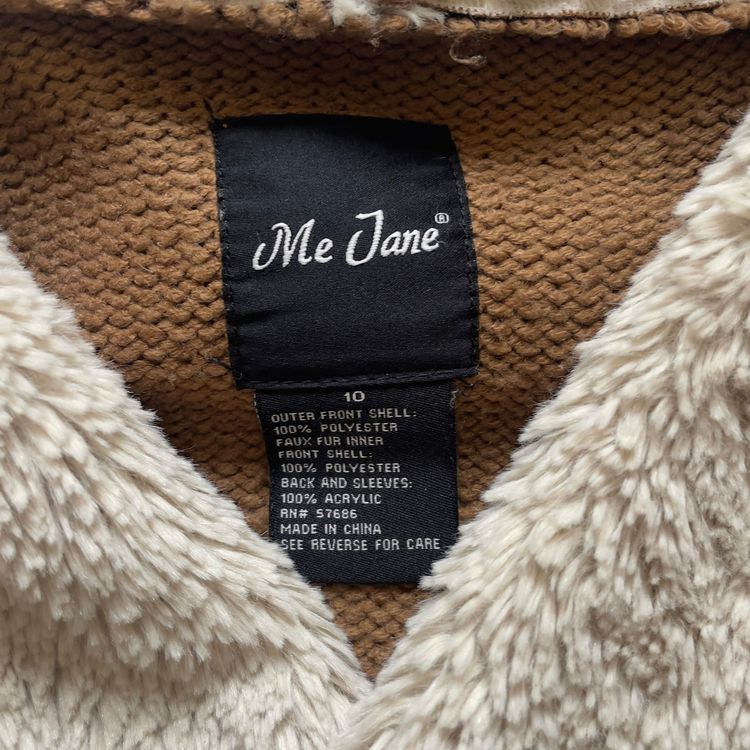 Me Jane Women'S Brown Knit Jacket With Faux Fur Collar imagen 5