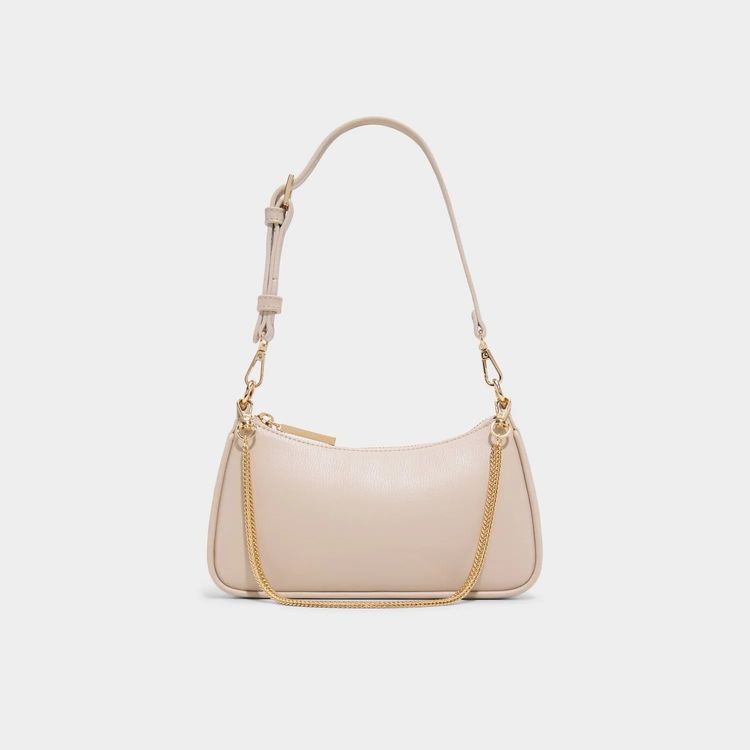 Beige Shoulder Bag With Gold Chain obraz 1