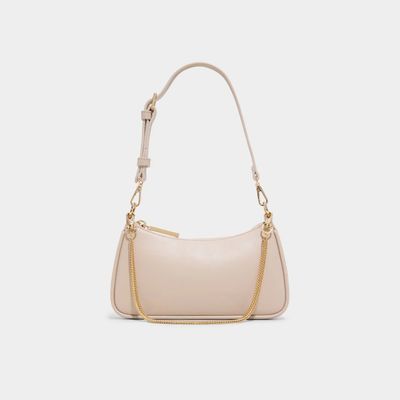 Beige Shoulder Bag With Gold Chain