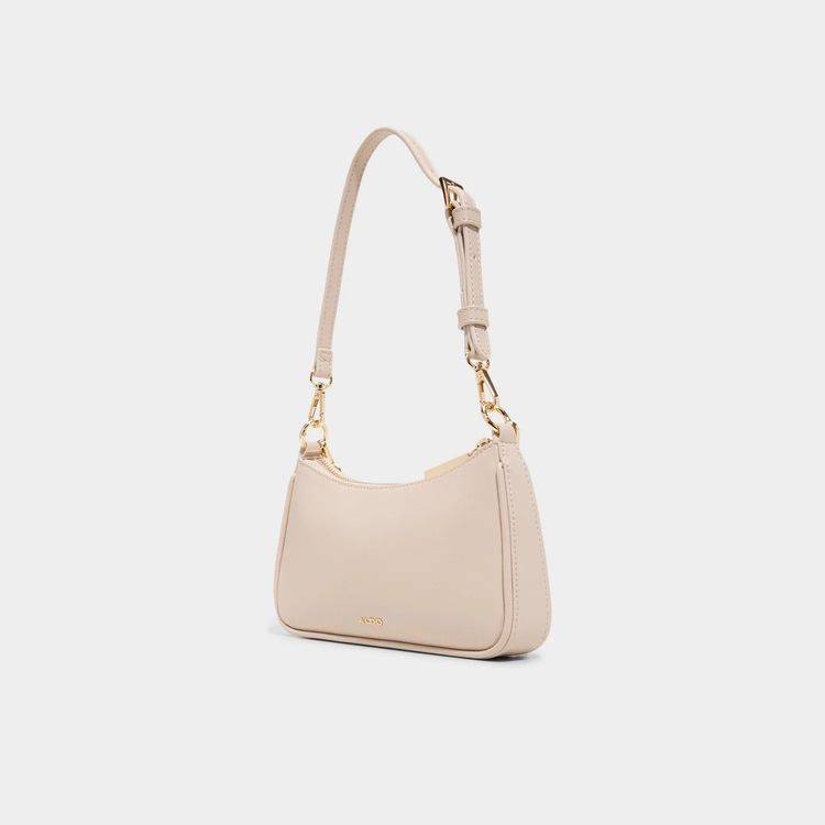 Beige Shoulder Bag With Gold Chain obraz 2