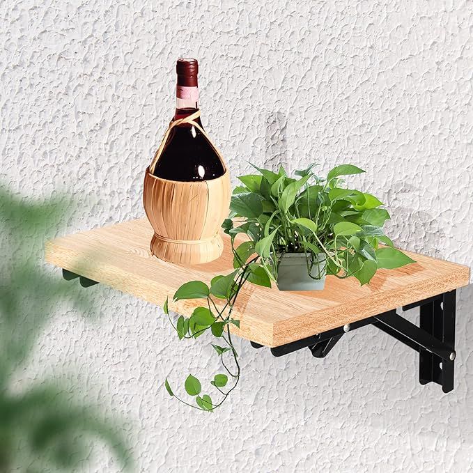 Black Metal Folding Shelf Brackets With Screws And Wall Plugs 3