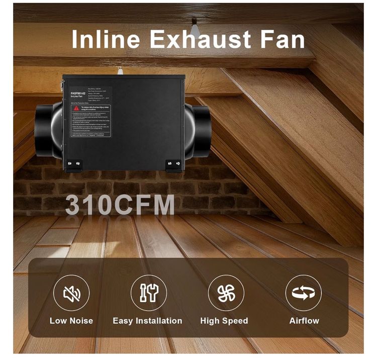 Growneer 6 Inch 310 Cfm Inline Bathroom Exhaust Fan image 3