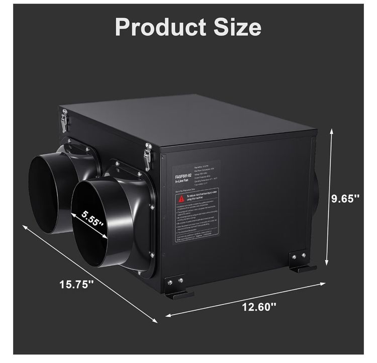 Growneer 6 Inch 310 Cfm Inline Bathroom Exhaust Fan image 2