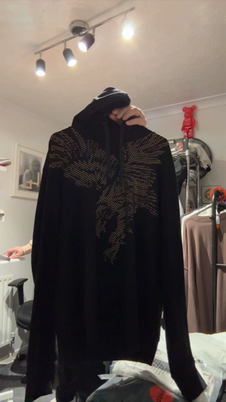 Armani Exchange 377 armani exchange black hoodie with gold AX eagle medium 22" p2p, no damage, no flaws, no fade product image