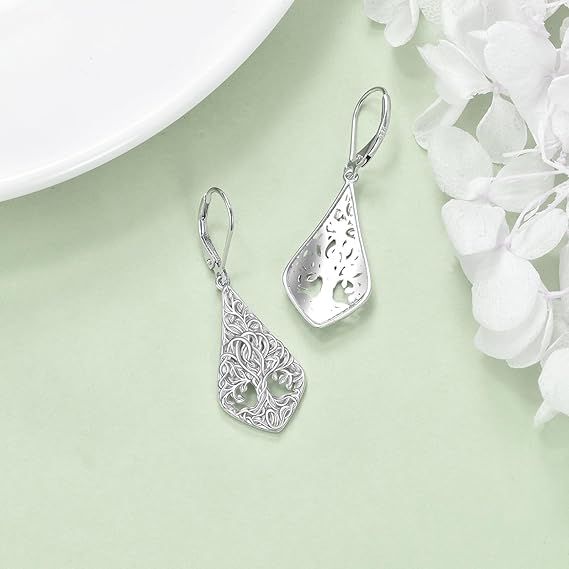 Silver Tree Of Life Drop Earrings image 4
