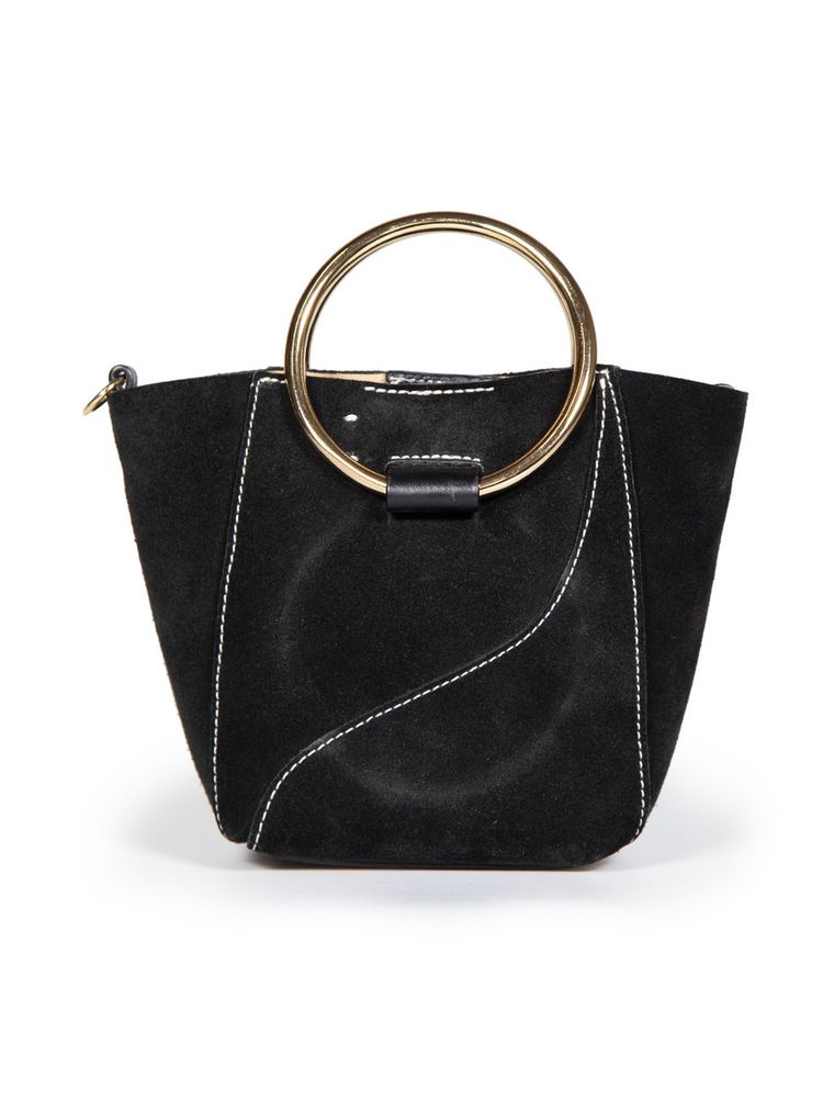 ATP ATELIER - Black Suede Gold Loop Handbag