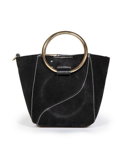 ATP ATELIER - Black Suede Gold Loop Handbag
