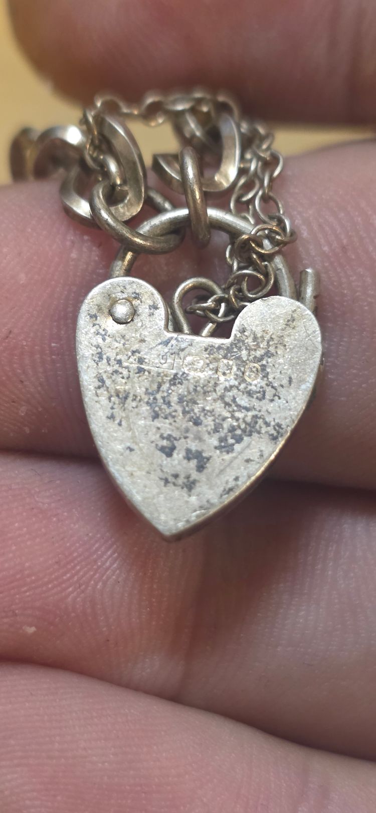 925 sterling silver Silver Chain Bracelet With Heart-Shaped Lock Charm image 7