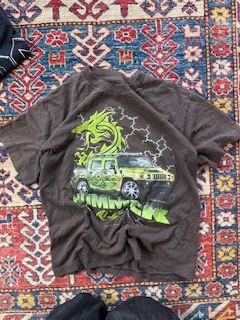 Brown Graphic T-Shirt With Hummer Design