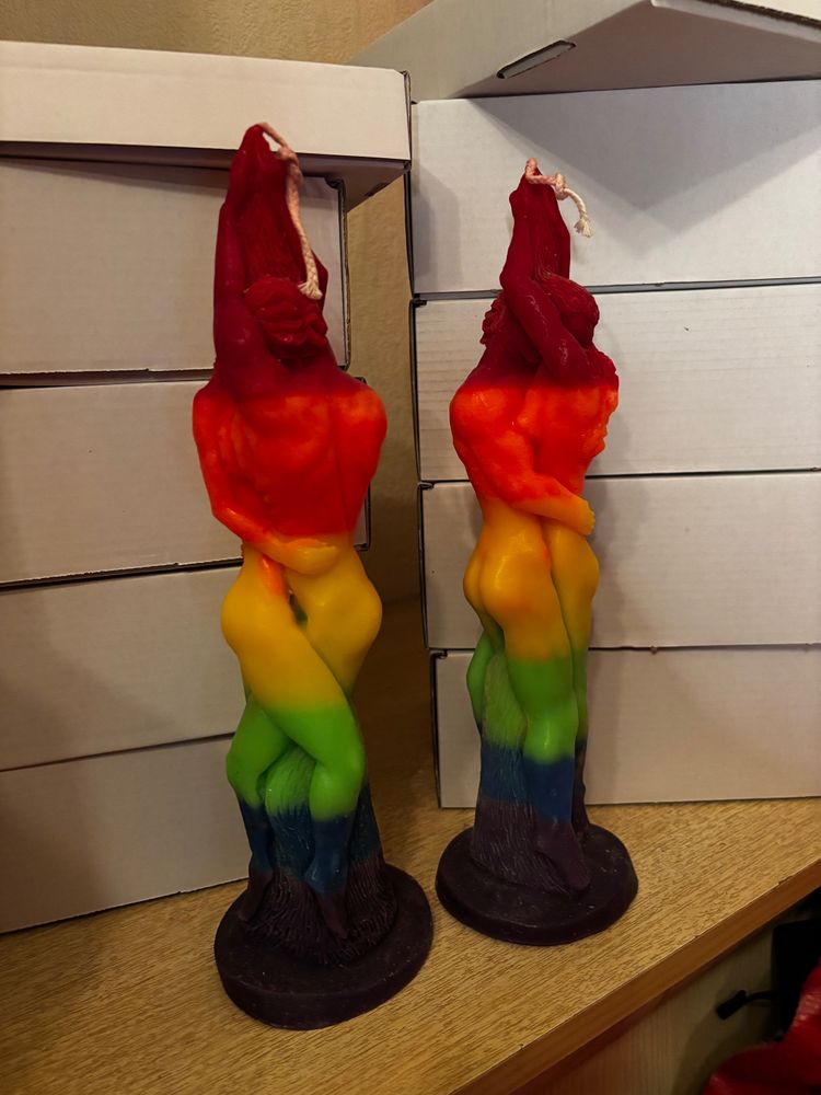 Rainbow Colored Lovers Candle