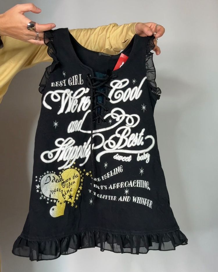 Other Black Sleeveless Dress With Text Print product image