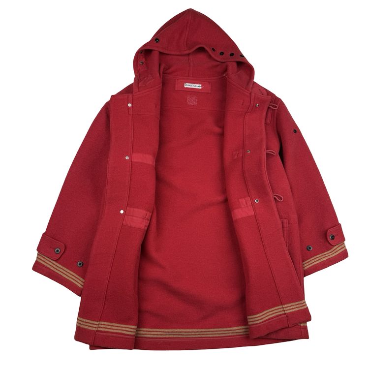 Stone Island 1988 Red Rare Montgomery Wool Duffle Coat - XL image 13