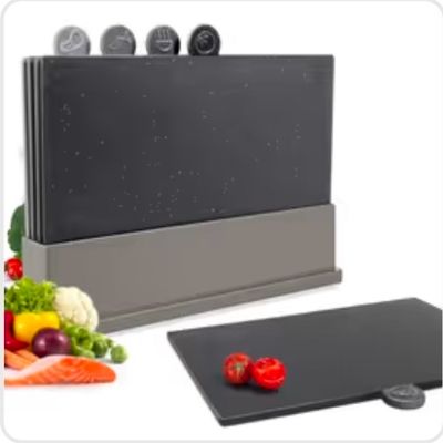 Chopping Board Set Plastic Dishwasher Safe Non-Slip 4pcs – 31.5x21.5cm Black