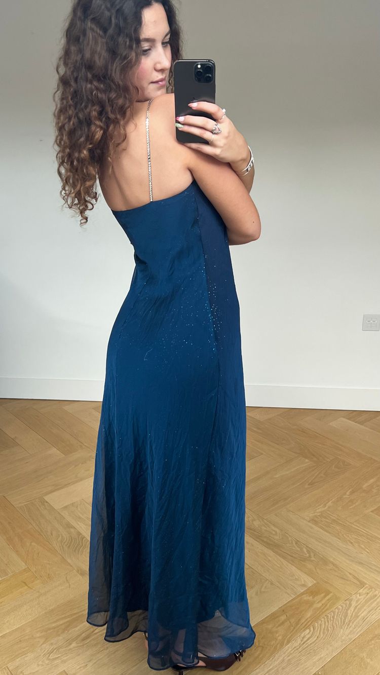 00s navy glitter maxi dress- size M 4