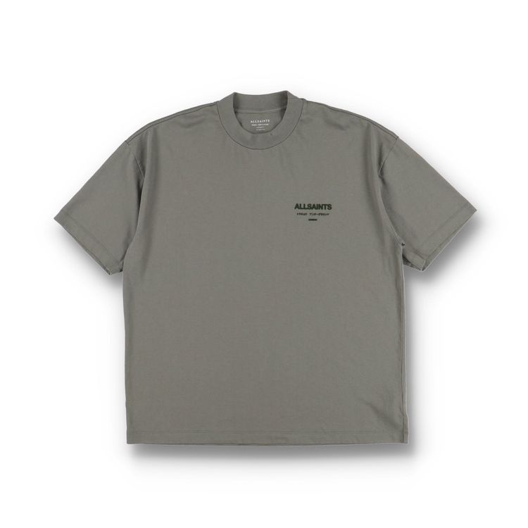 AllSaints AllSaints Grey Xander Flocked London Logo Oversized T-Shirt product image