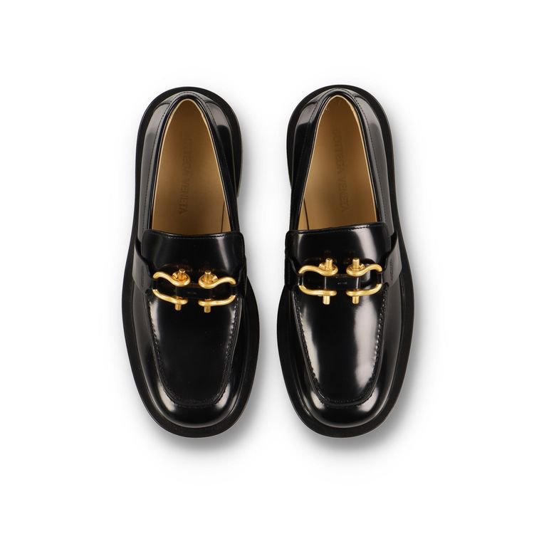 Bottega Veneta Black Monsieur Double Buckle Loafers