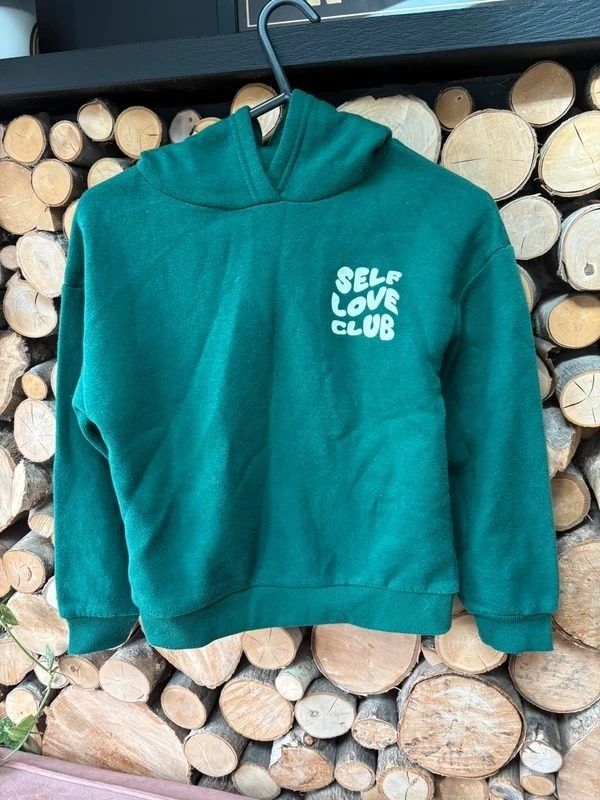 Primark Green Hoodie With Self Love Club Print image 1