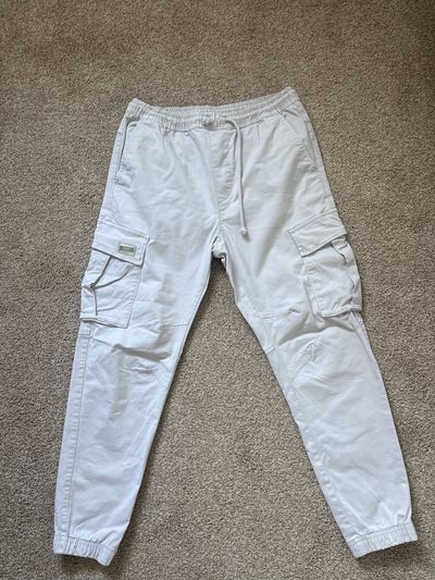 White Cargo Jogger Pants