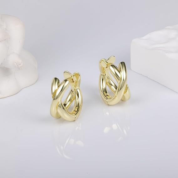 Gold-Tone Crisscross Hoop Earrings image 2