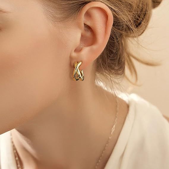 Gold-Tone Crisscross Hoop Earrings image 3