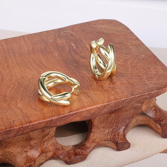 Gold-Tone Crisscross Hoop Earrings image 4