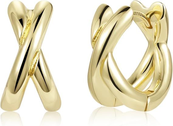 Gold-Tone Crisscross Hoop Earrings image 1