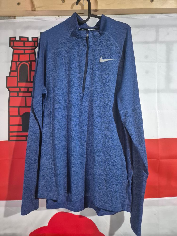 Nike blue dri fit running long sleeve quarter zip top